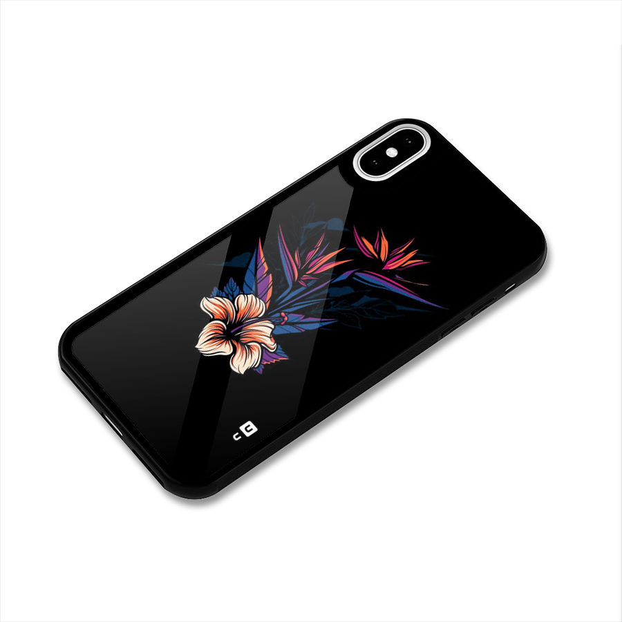 Single Painted Flower Glass Back Case for iPhone XS