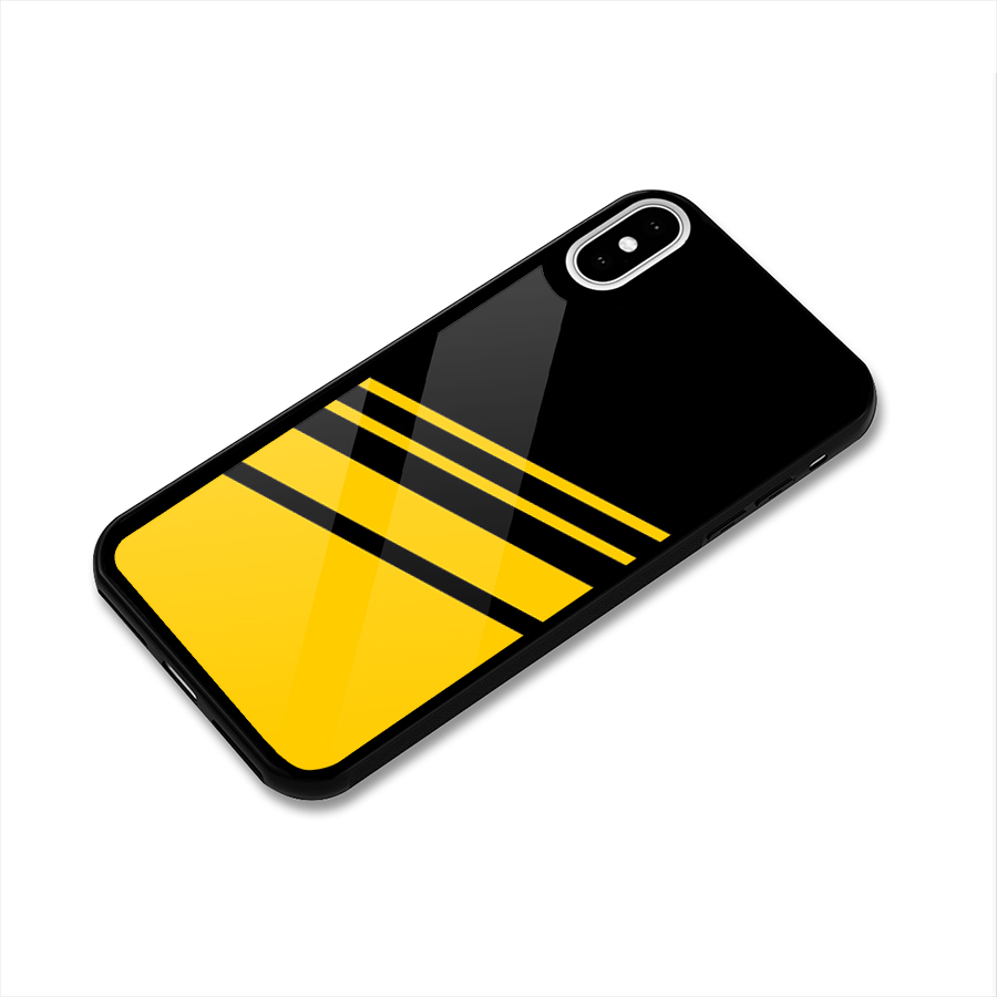 Slant Yellow Stripes Glass Back Case for iPhone XS
