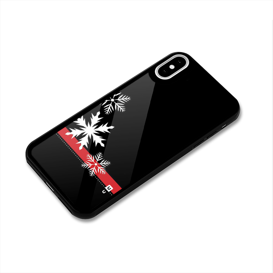 Snowflake Ribbon Glass Back Case for iPhone XS