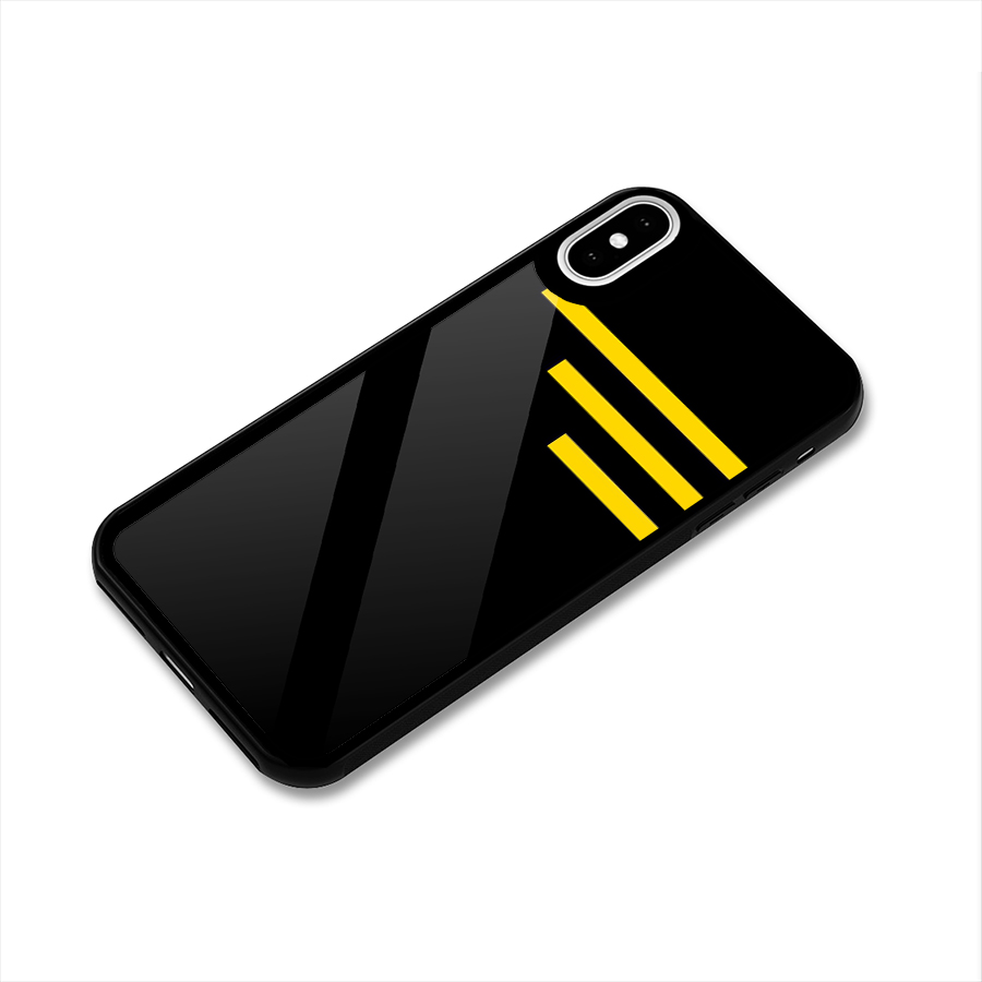 Sports Yellow Stripes Glass Back Case for iPhone XS