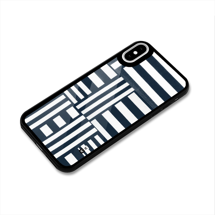 Square  Stripes Glass Back Case for iPhone XS