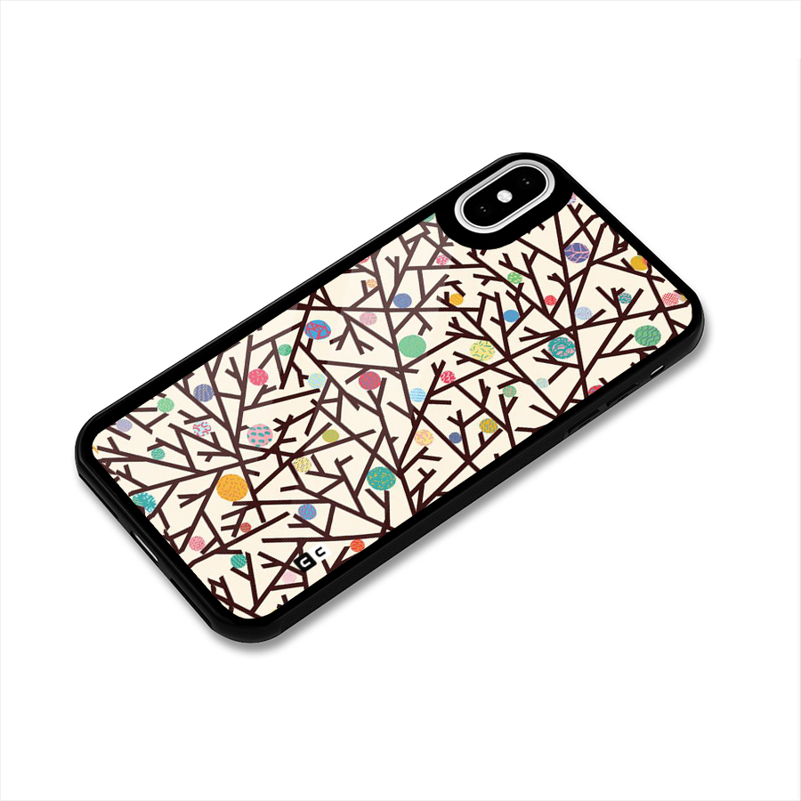 Stem Pattern Glass Back Case for iPhone XS