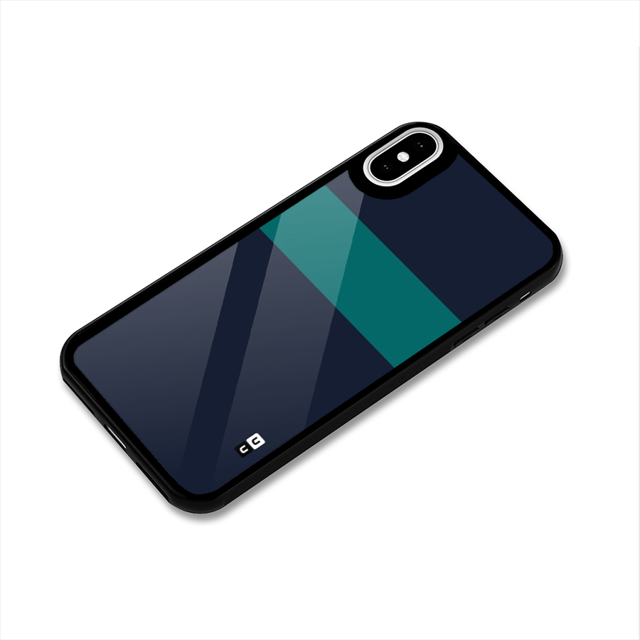 Stripe Block Glass Back Case for iPhone XS