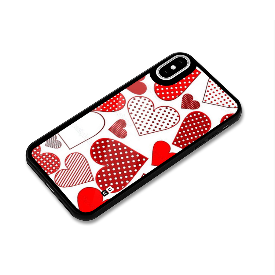 Style Hearts Glass Back Case for iPhone XS