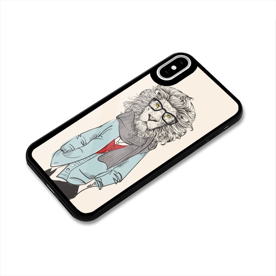 Stylish Lion Glass Back Case for iPhone XS