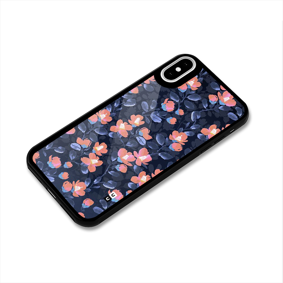 Tiny Peach Flowers Glass Back Case for iPhone XS