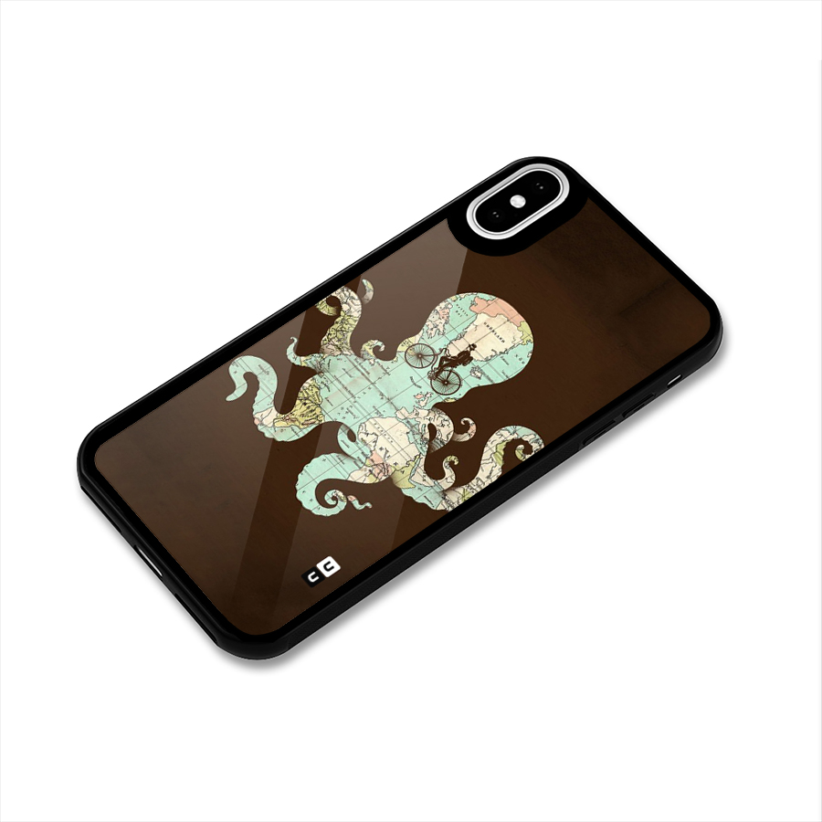 Travel Octopus Glass Back Case for iPhone XS