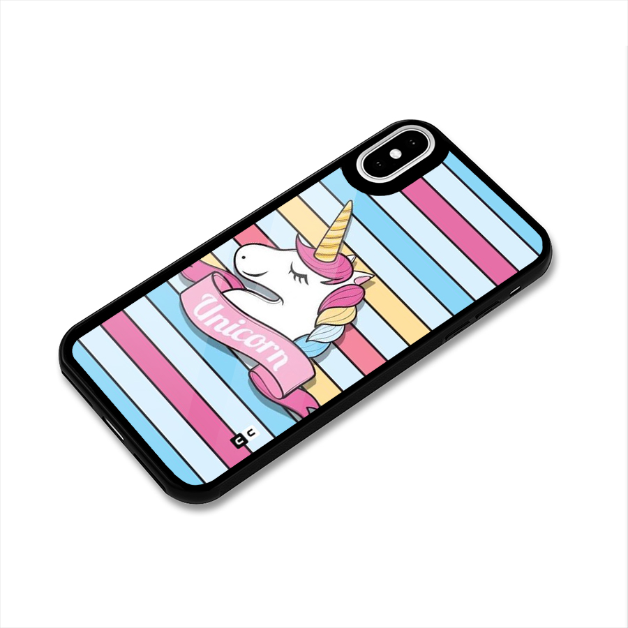 Unicorn Stripes Glass Back Case for iPhone XS