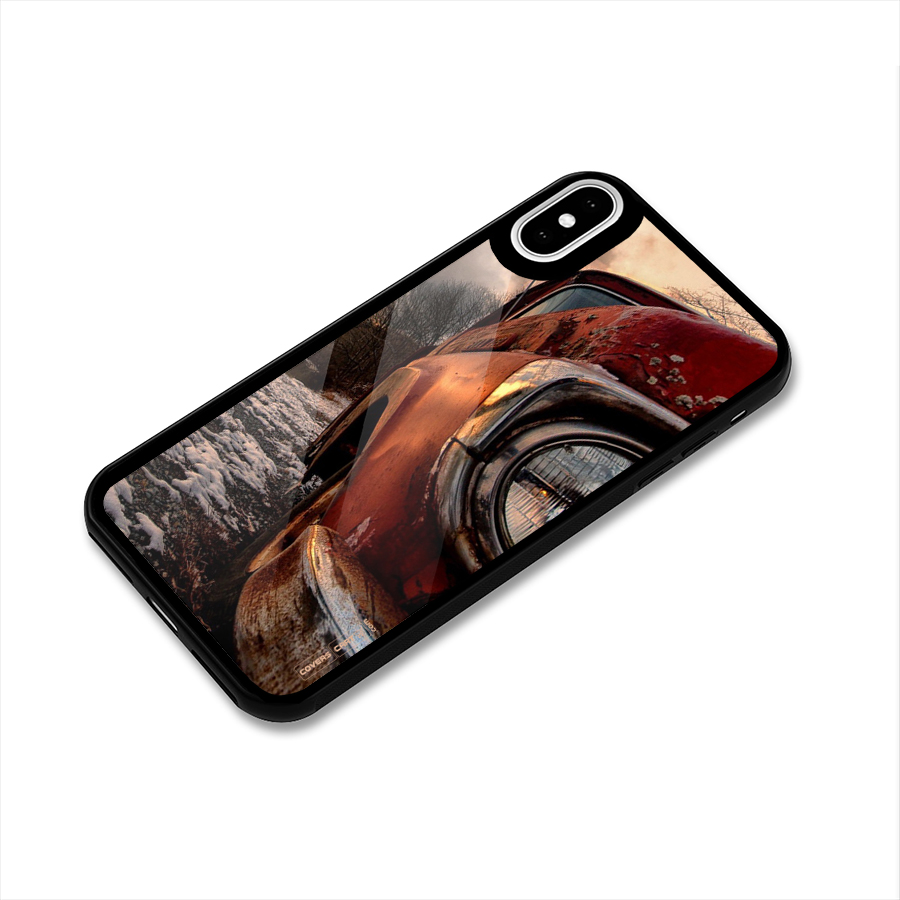 Vintage Car Headlight Glass Back Case for iPhone XS