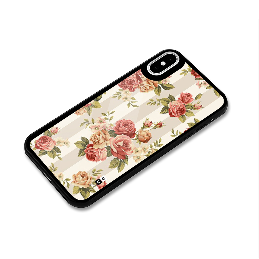 Vintage Color Flowers Glass Back Case for iPhone XS