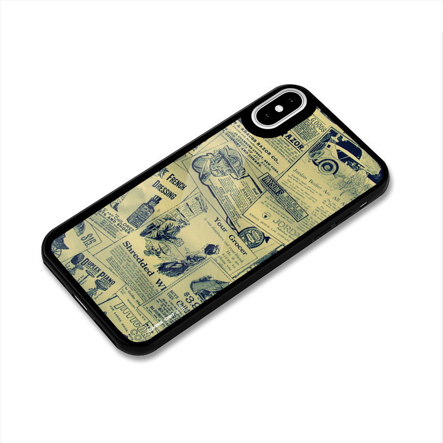 Vintage Newspaper Cutouts Glass Back Case for iPhone XS