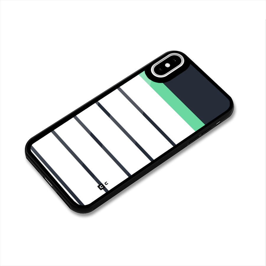 White and Simple Stripes Glass Back Case for iPhone XS