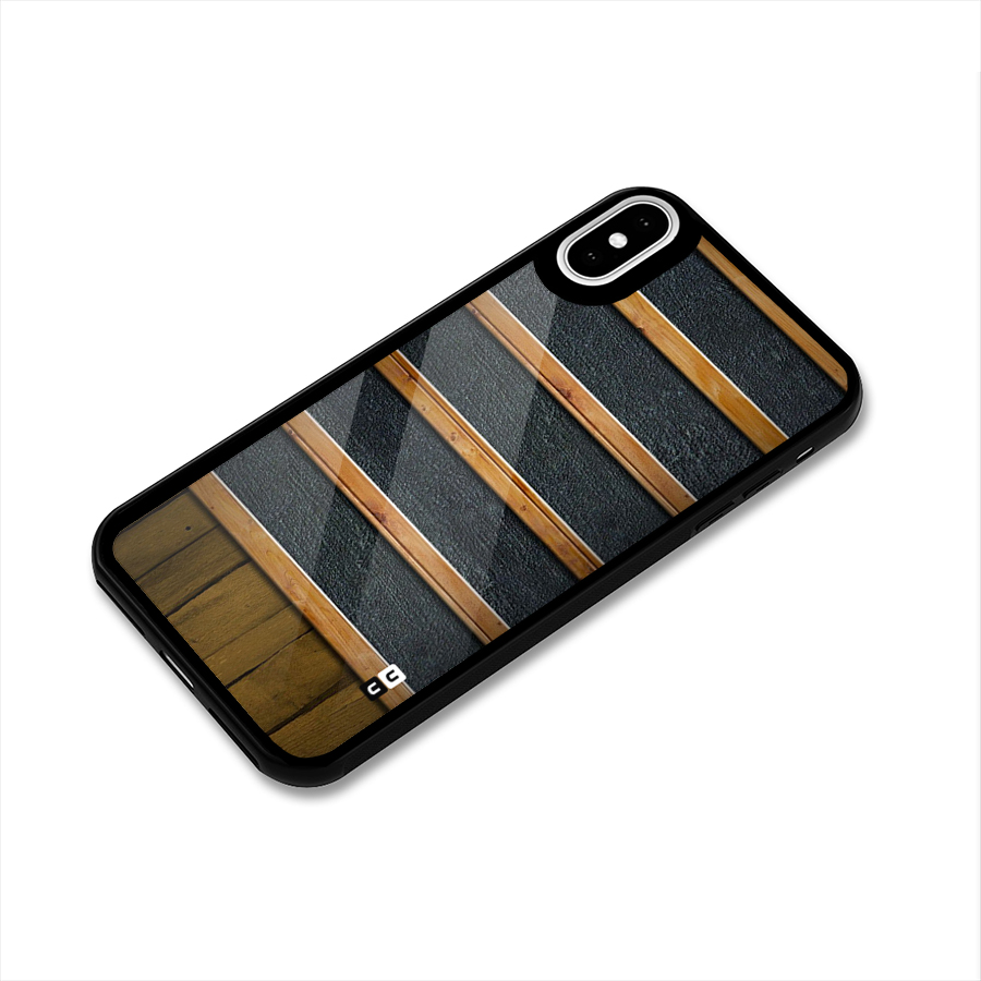 Wood Design Glass Back Case for iPhone XS