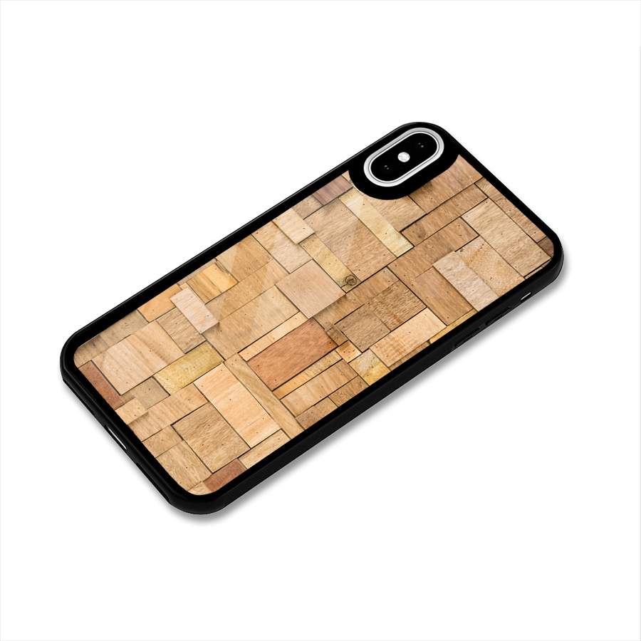Wooden Blocks Glass Back Case for iPhone XS