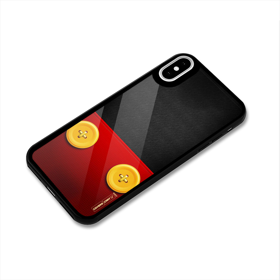 Yellow Button Glass Back Case for iPhone XS