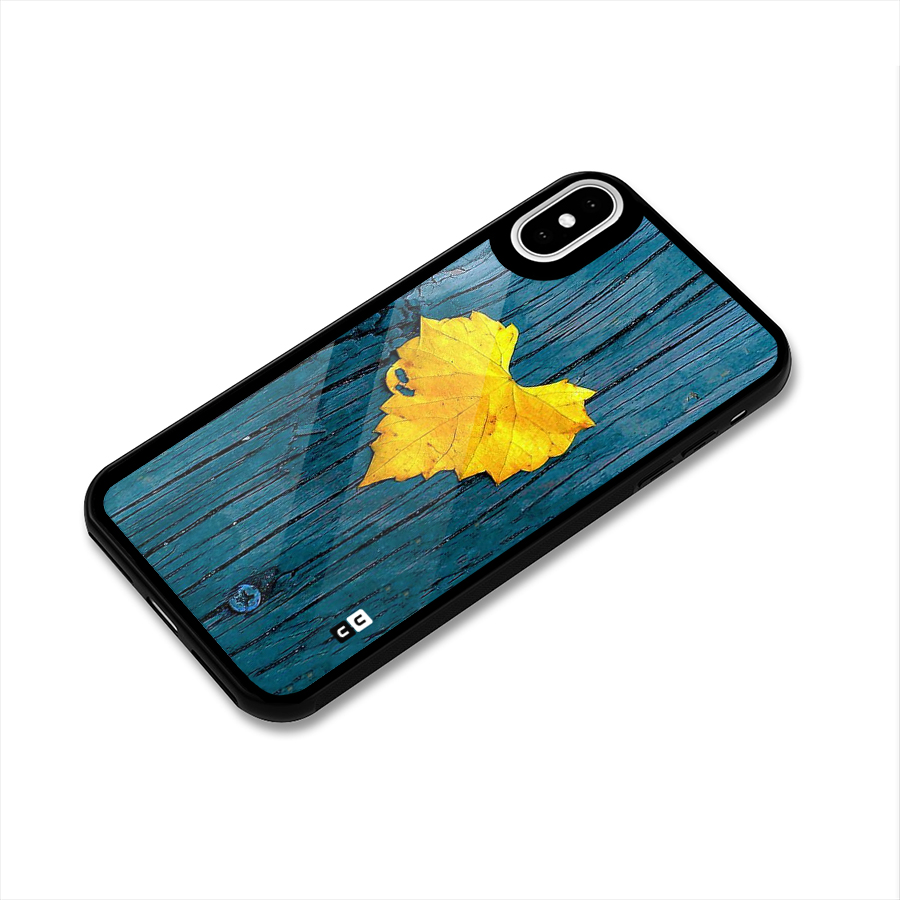 Yellow Leaf Glass Back Case for iPhone XS