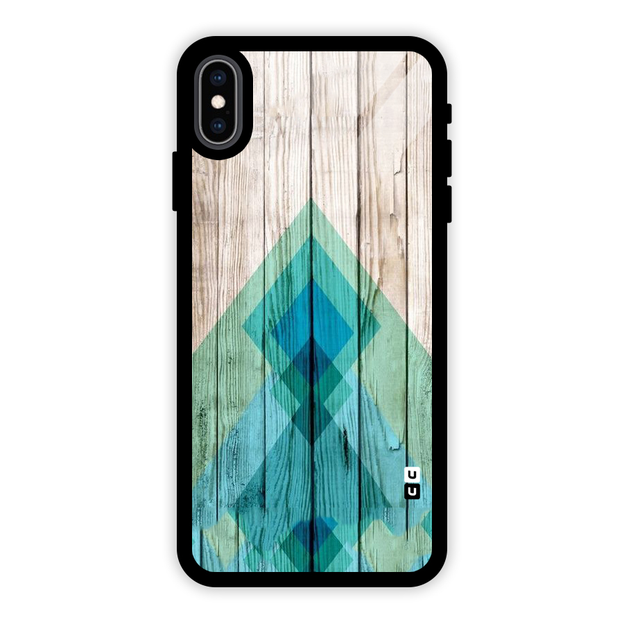 Abstract Green And Wood Glass Back Case for iPhone XS Max