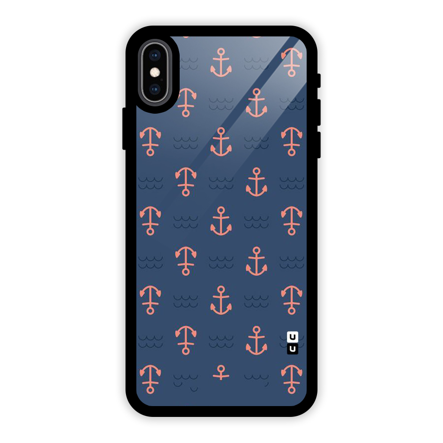Anchor Sea Blue Glass Back Case for iPhone XS Max