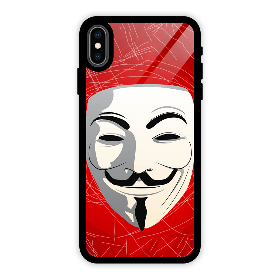 Anonymous Mask Abstract Glass Back Case for iPhone XS Max
