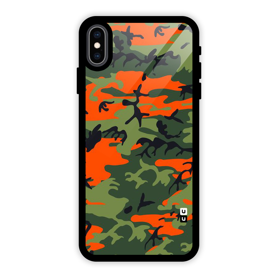 Army Pattern Glass Back Case for iPhone XS Max