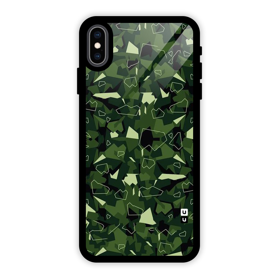 Army Shape Design Glass Back Case for iPhone XS Max