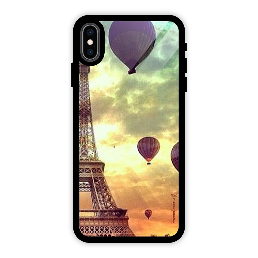 Artsy Hot Balloon And Tower Glass Back Case for iPhone XS Max