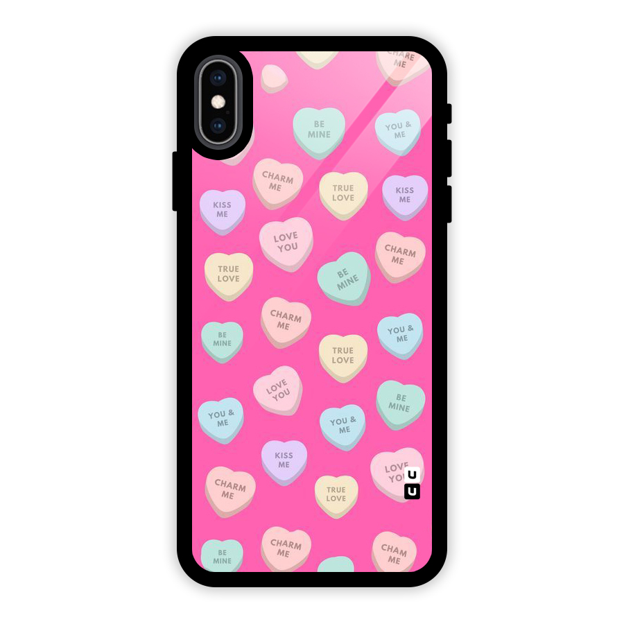 Be Mine Hearts Pattern Glass Back Case for iPhone XS Max