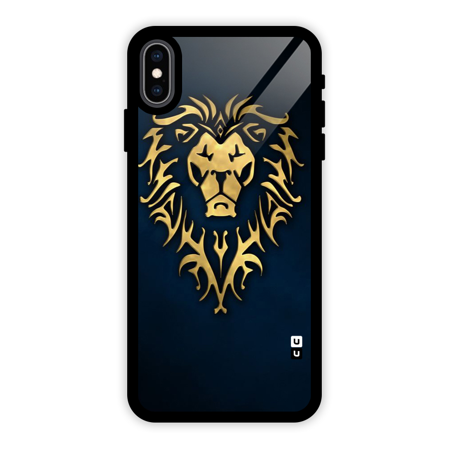 Beautiful Golden Lion Design Glass Back Case for iPhone XS Max
