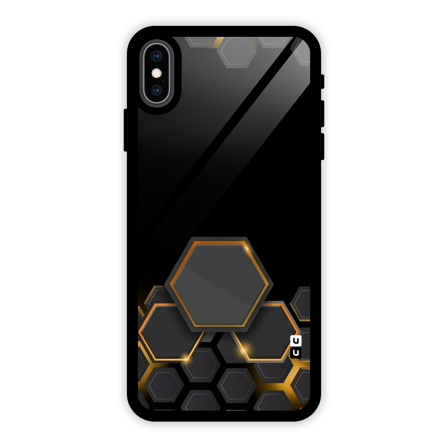 Black Gold Hexa Glass Back Case for iPhone XS Max