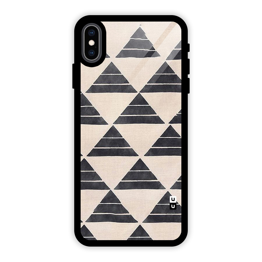 Black Slant Triangles Glass Back Case for iPhone XS Max