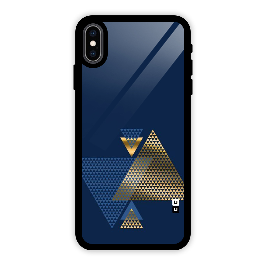 Blue Gold Triangles Glass Back Case for iPhone XS Max
