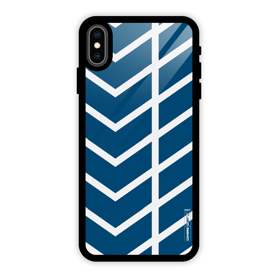 Blue White Pattern Glass Back Case for iPhone XS Max