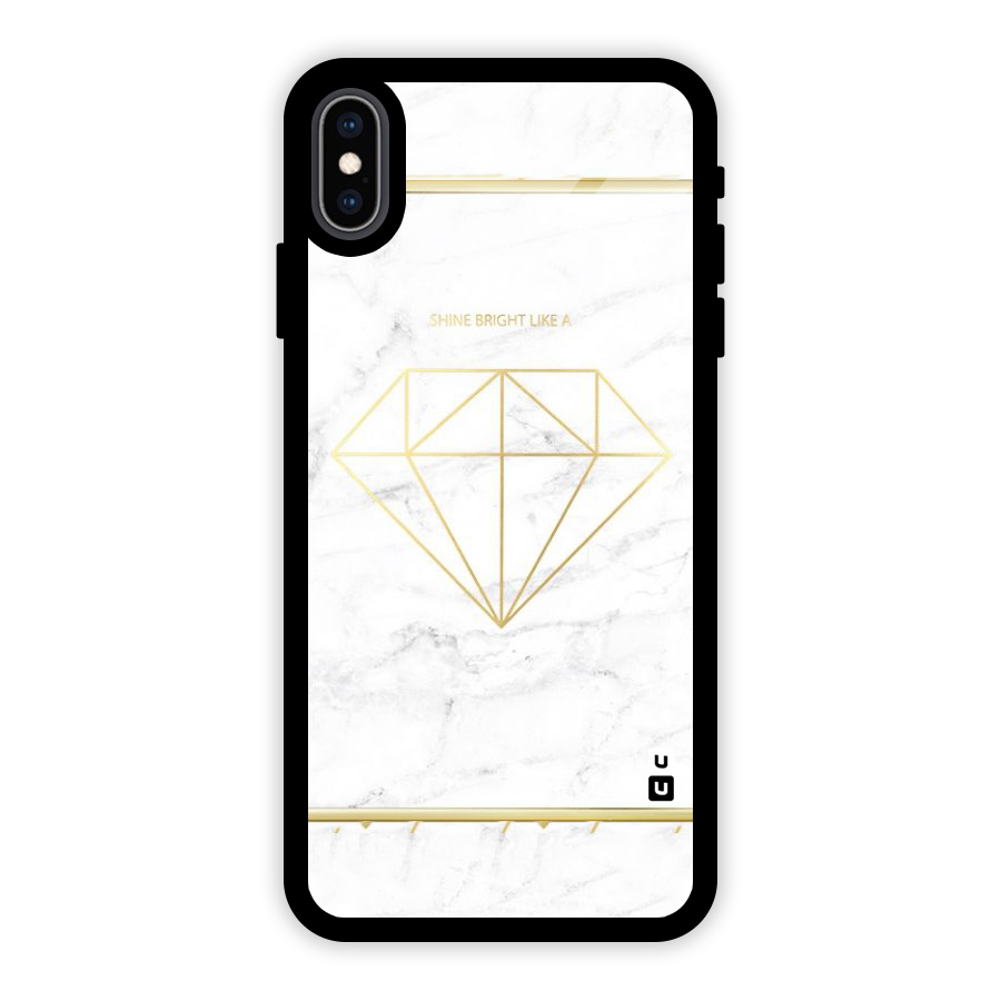 Bright Gold Diamond Glass Back Case for iPhone XS Max
