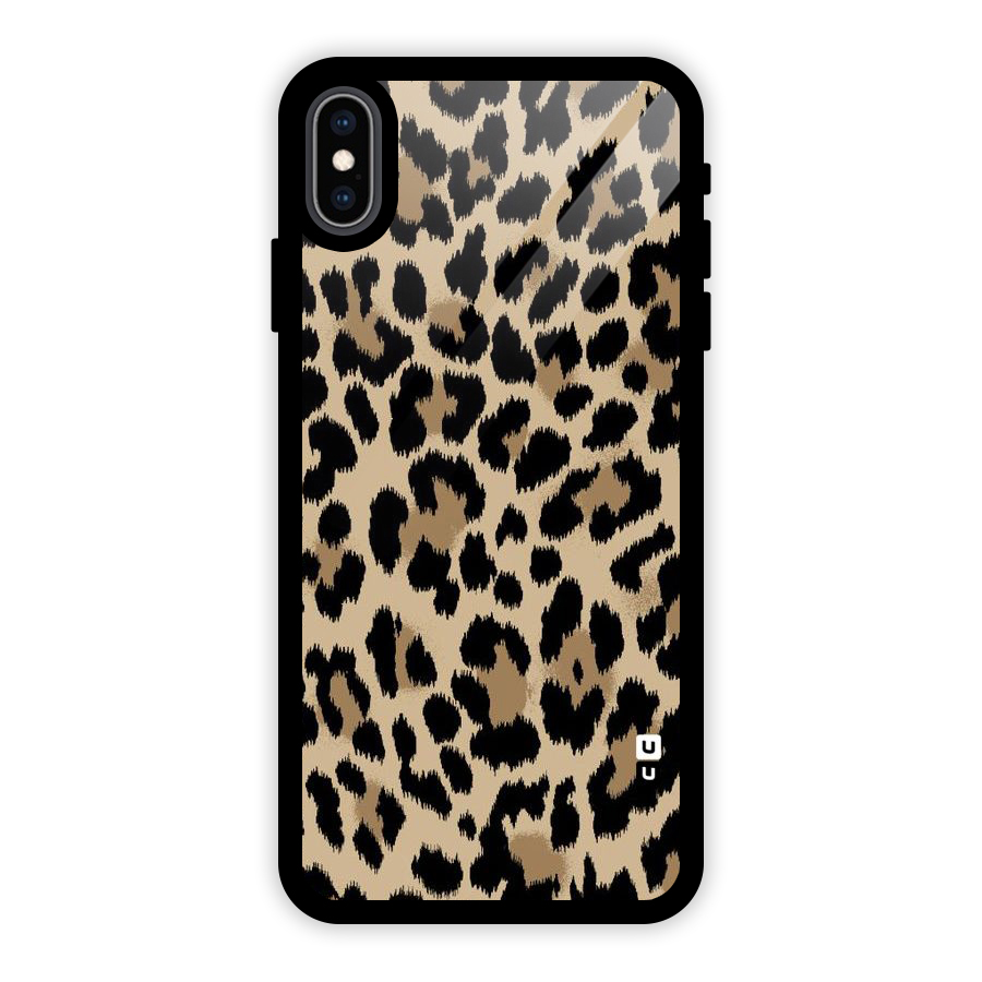 Brown Leapord Print Glass Back Case for iPhone XS Max