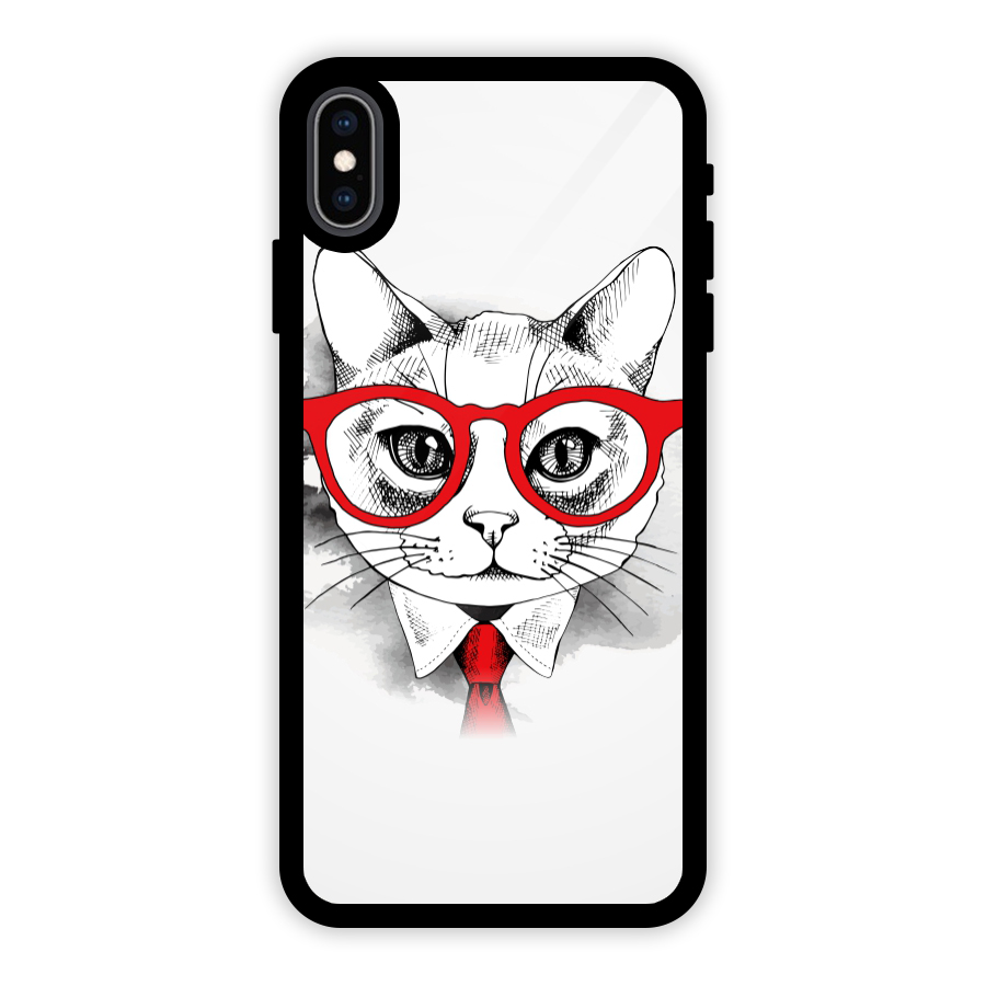 Business Cat Glass Back Case for iPhone XS Max