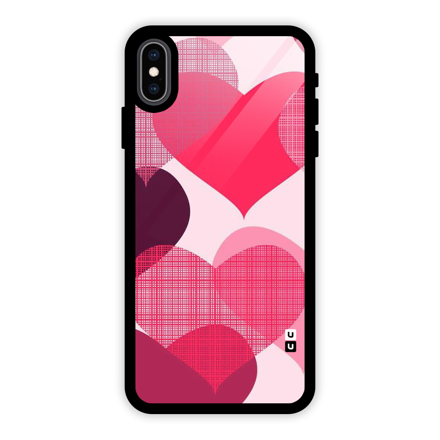 Check Pink Hearts Glass Back Case for iPhone XS Max