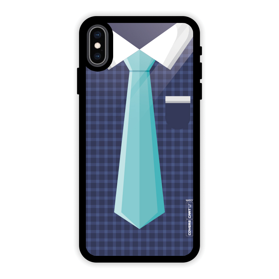 Checked Shirt Tie Glass Back Case for iPhone XS Max
