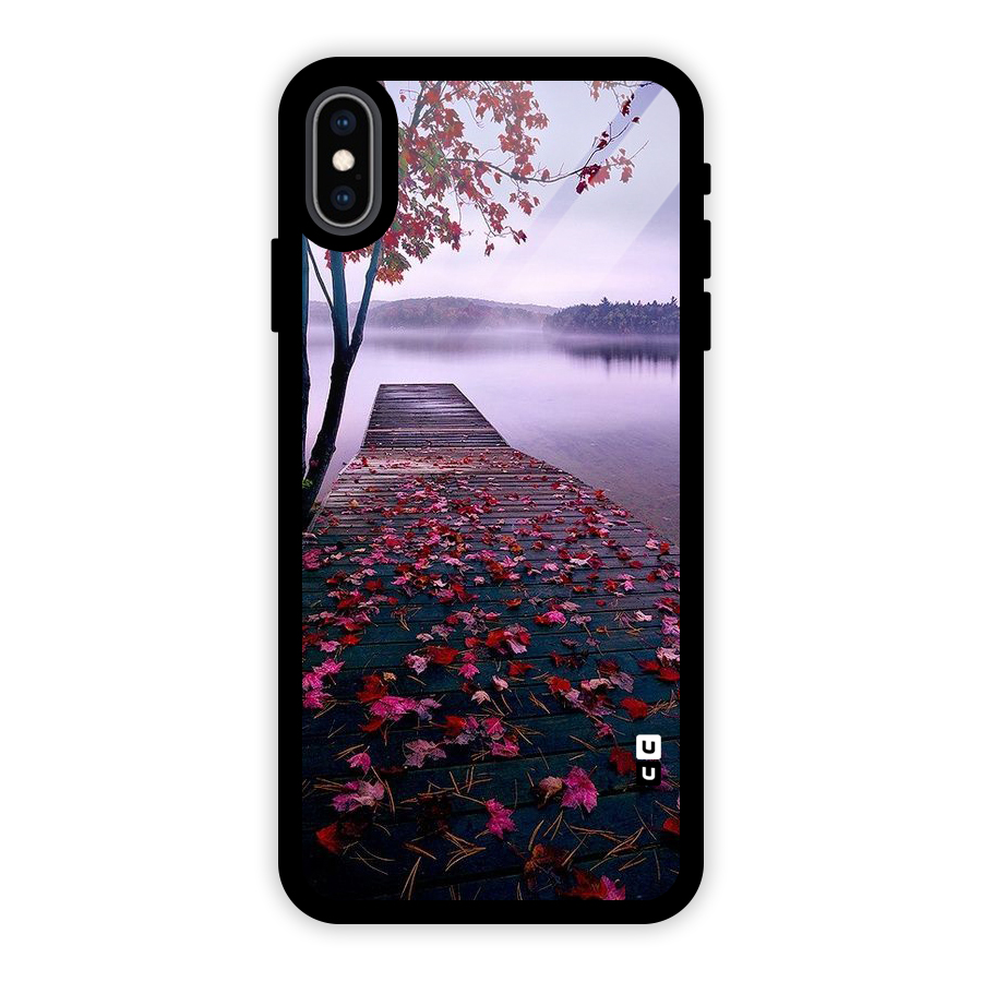 Cherry Blossom Dock Glass Back Case for iPhone XS Max