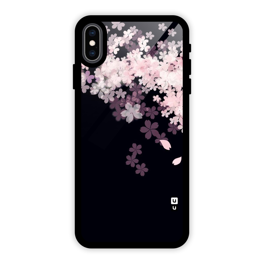 Cherry Flowers Pink Glass Back Case for iPhone XS Max