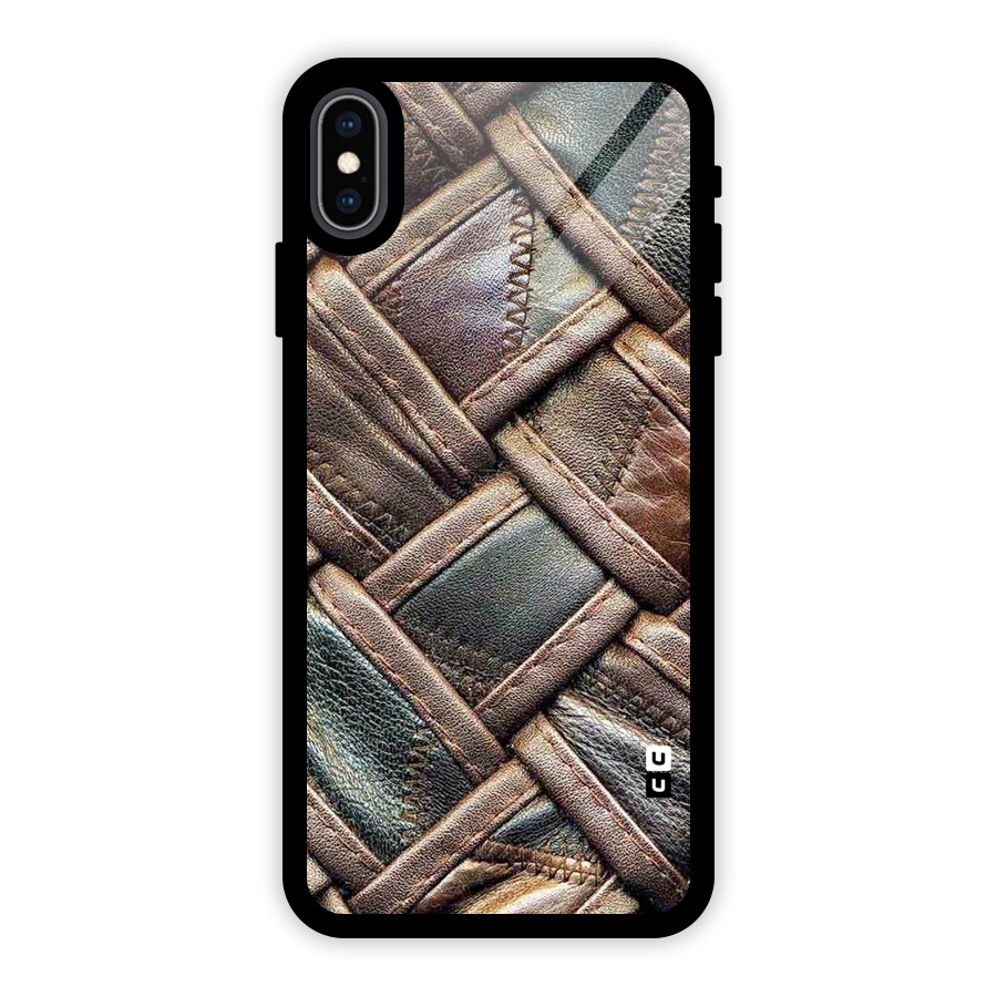 Classic Leather Belt Design Glass Back Case for iPhone XS Max