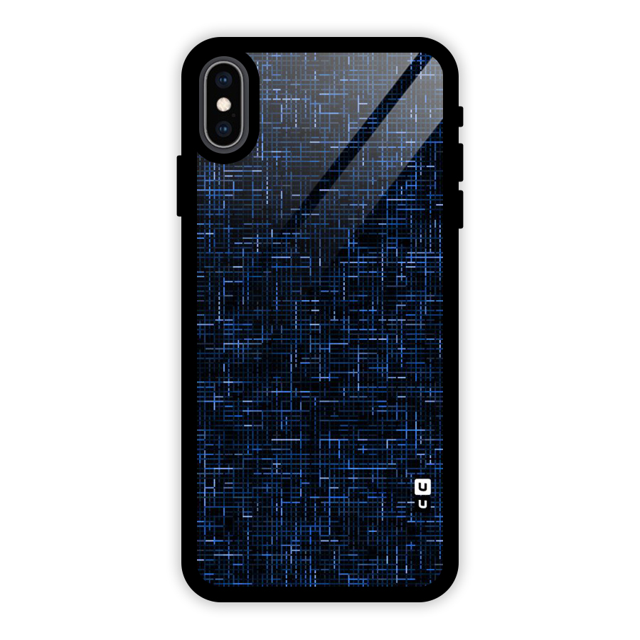 Criss Cross Blue Pattern Glass Back Case for iPhone XS Max