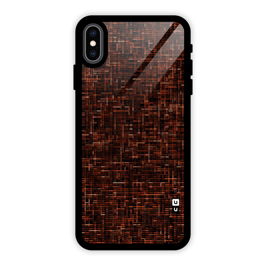 Criss Cross Brownred Pattern Glass Back Case for iPhone XS Max