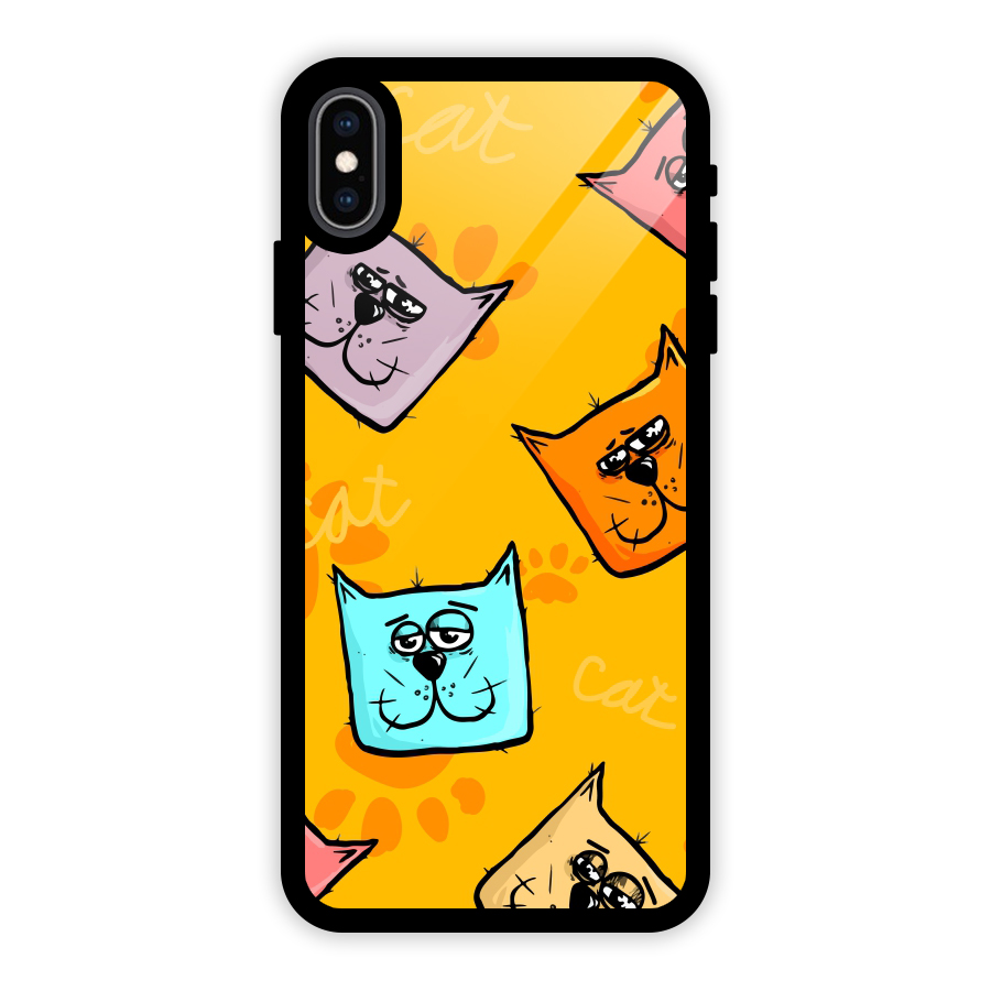 Cute Cat Pattern Glass Back Case for iPhone XS Max