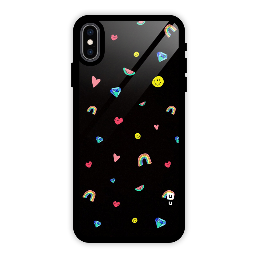 Cute Multicolor Shapes Glass Back Case for iPhone XS Max