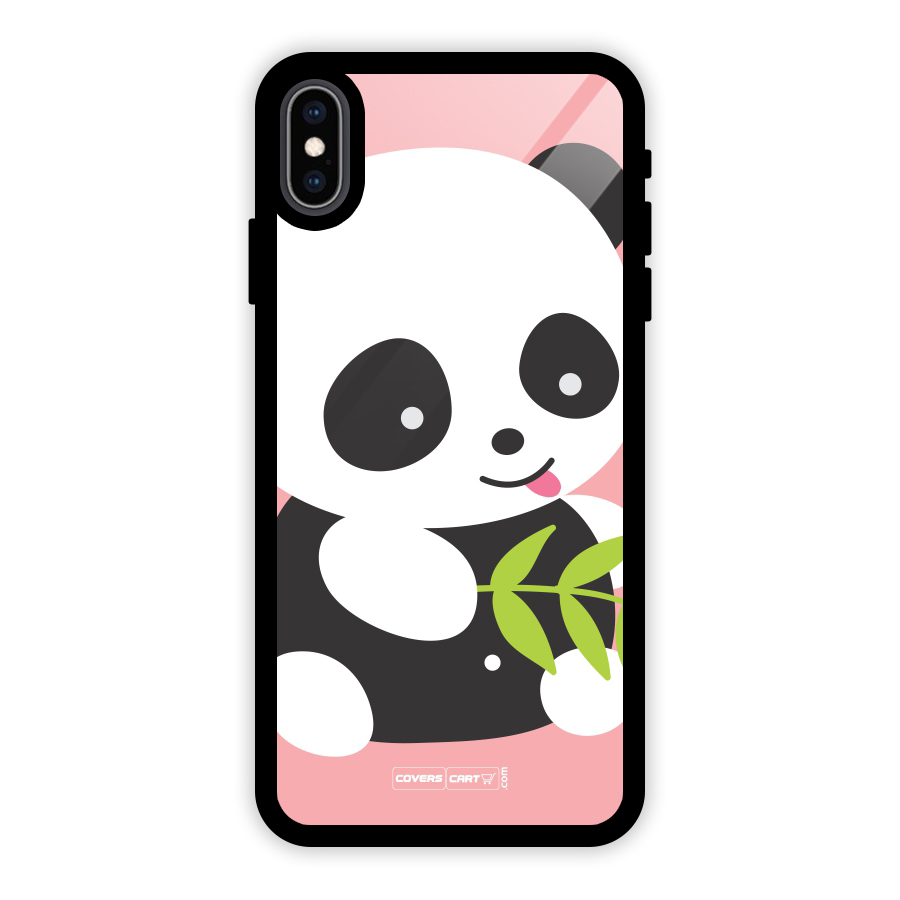 Cute Panda Pink Glass Back Case for iPhone XS Max
