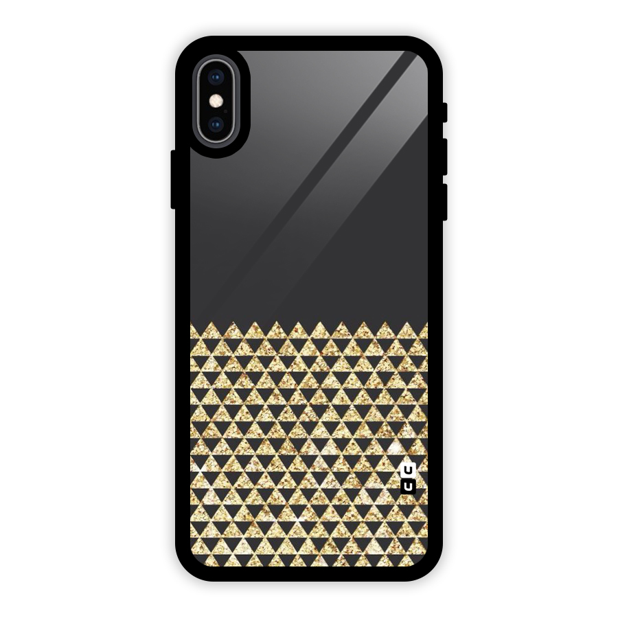 Dark Grey Golden Triangles Glass Back Case for iPhone XS Max