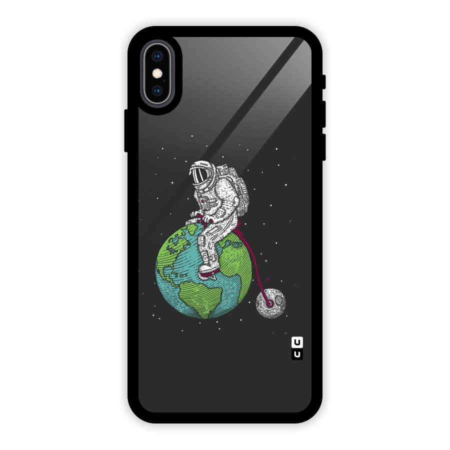 Earth Space Doodle Glass Back Case for iPhone XS Max