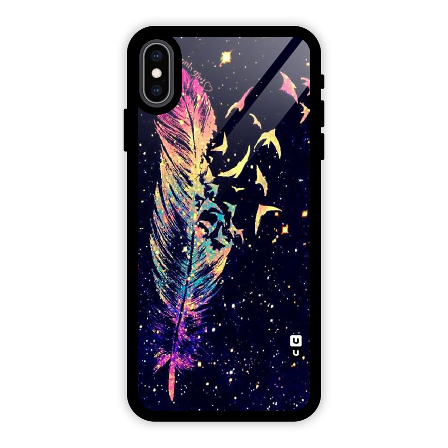 Feather Bird Fly Glass Back Case for iPhone XS Max