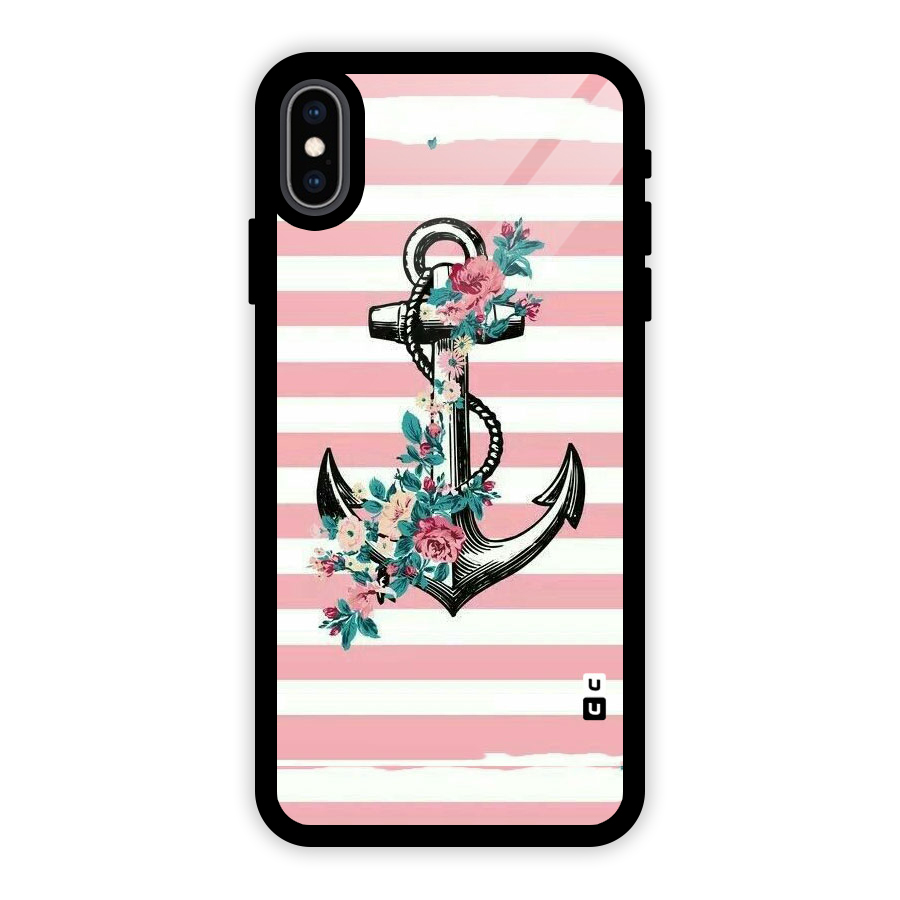 Floral Anchor Glass Back Case for iPhone XS Max