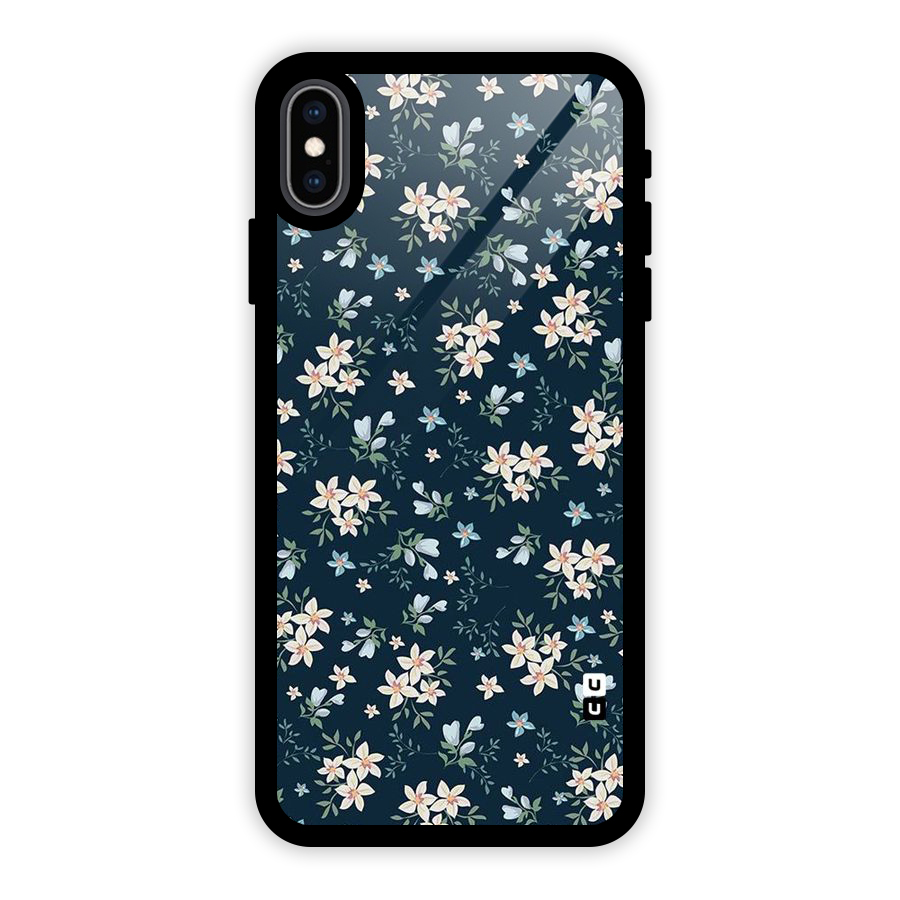 Floral Blue Bloom Glass Back Case for iPhone XS Max